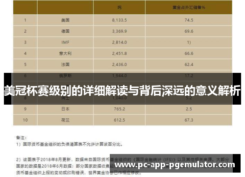 美冠杯赛级别的详细解读与背后深远的意义解析 美冠杯赛级别的详细解读与背后深远的意义解析